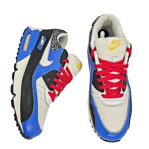 2007 Nike Air Max 90 Black White Varsity Royal Sport Red Mens 10 (with midsoles)